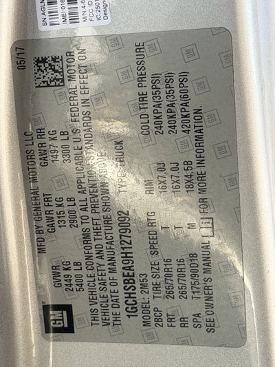 2017 Chevrolet Colorado Work Truck