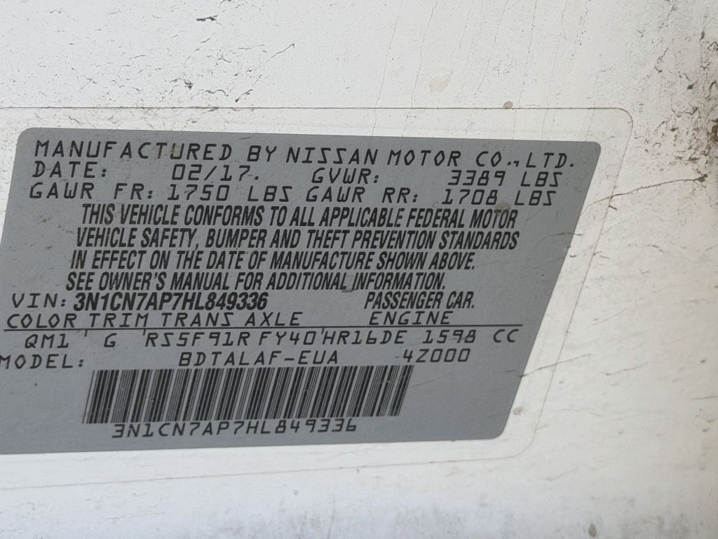 2017 Nissan Versa 1.6 S