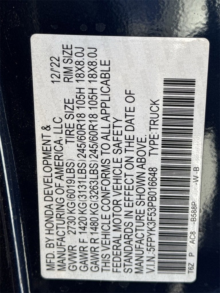 2023 Honda Ridgeline RTL